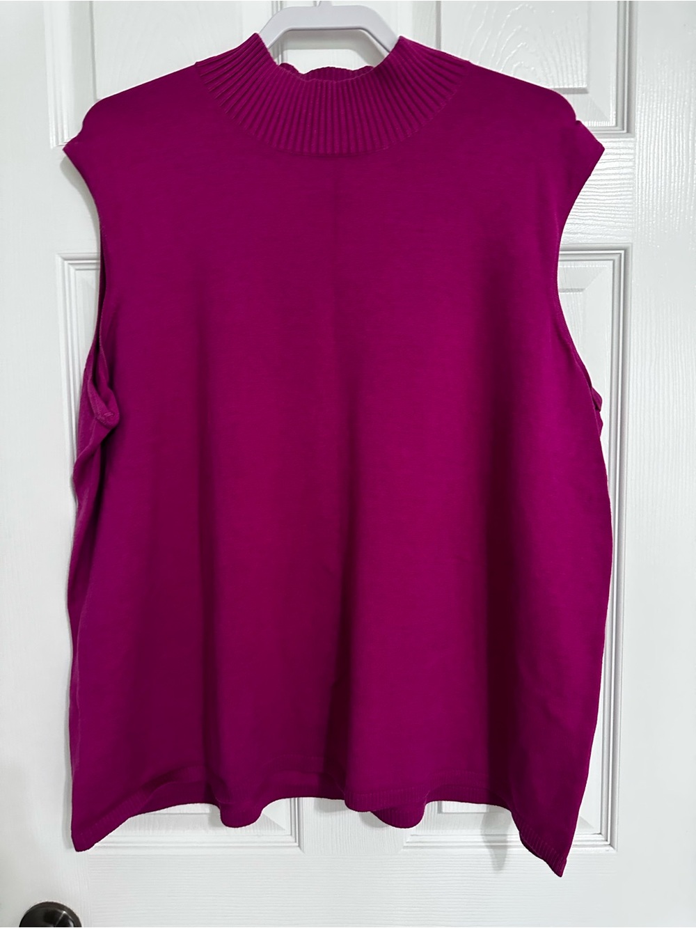 Josephine Chaus Sleeveless Ribbed Mock Neck Tank - Fuchsia